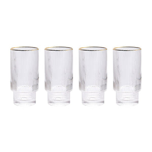 Stackable Gold Rim Ripple Drinking Glass