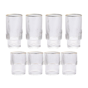 Stackable Gold Rim Ripple Drinking Glass